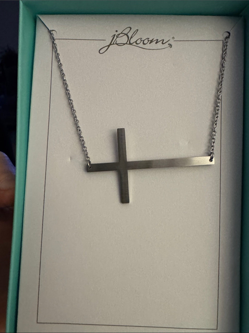 bloom Naomi Stainless Steel Silver Horizontal Cross Necklace Women Fashion Jewel